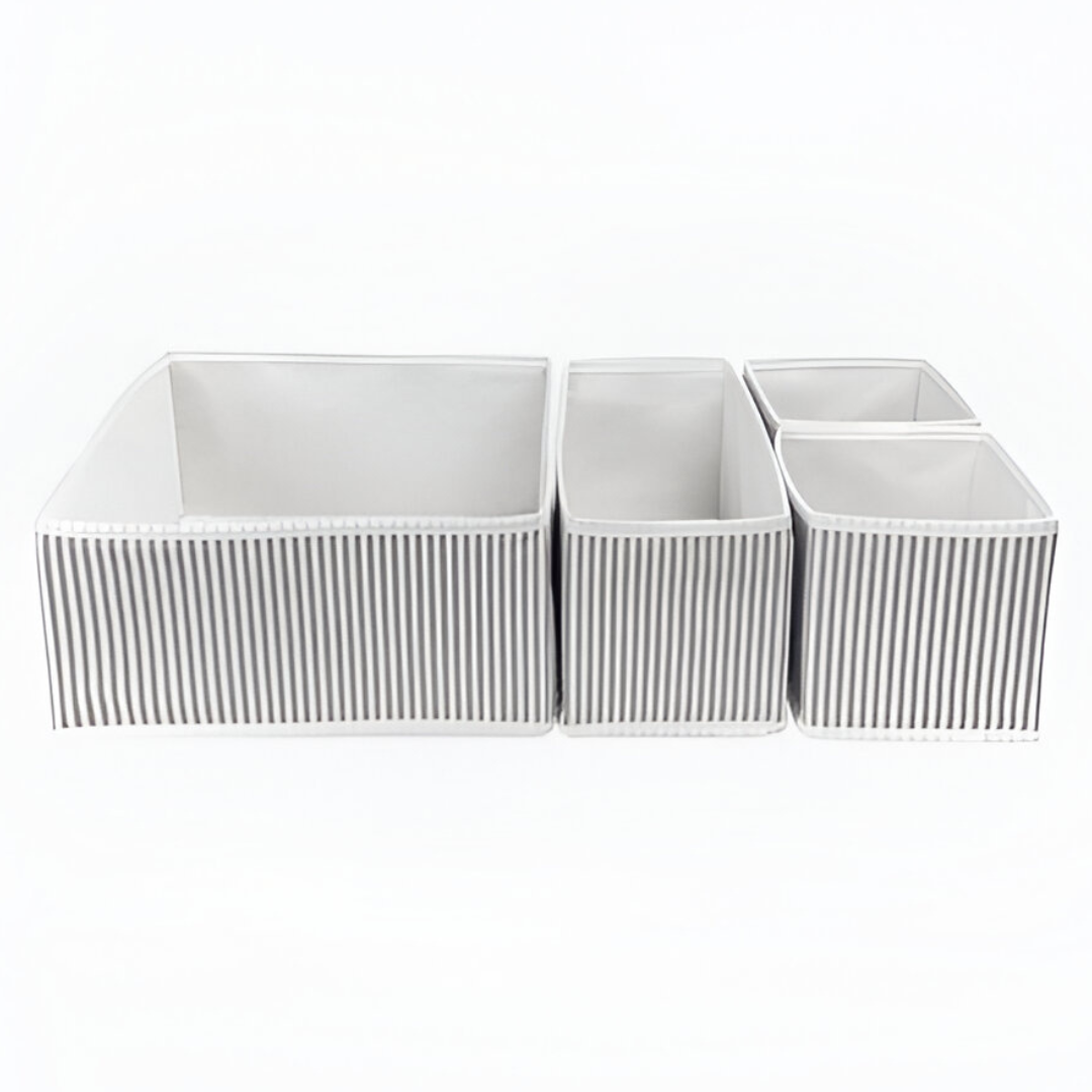 صناديق التخزين المخططة، مجموعة من 4 صناديق بأحجام مختلفة