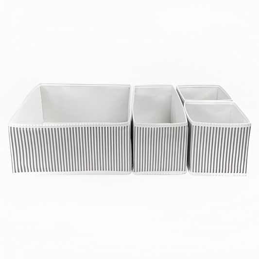 صناديق التخزين المخططة، مجموعة من 4 صناديق بأحجام مختلفة