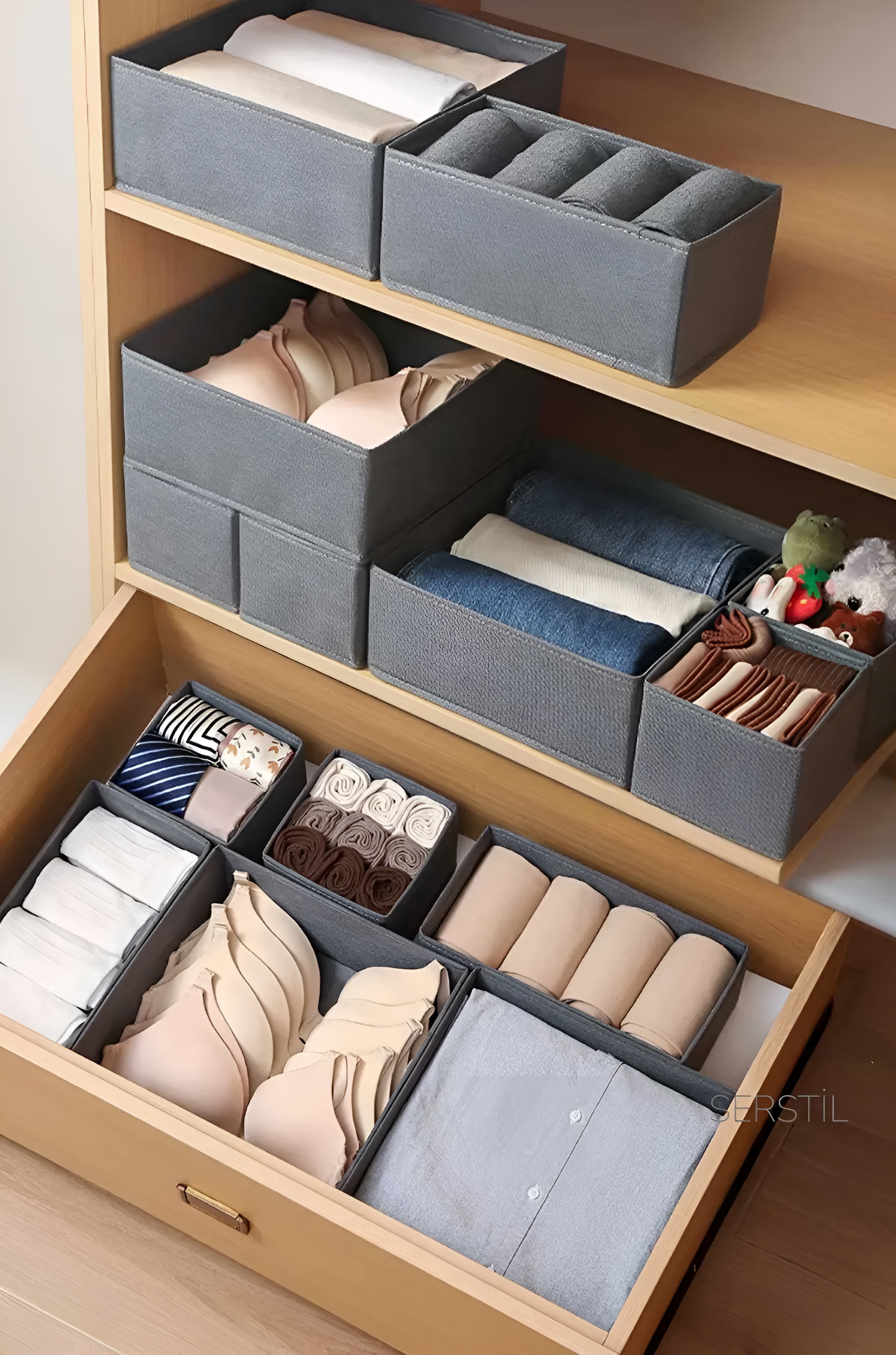 صناديق التخزين القماشية، مجموعة من 6 صناديق بأحجام مختلفة