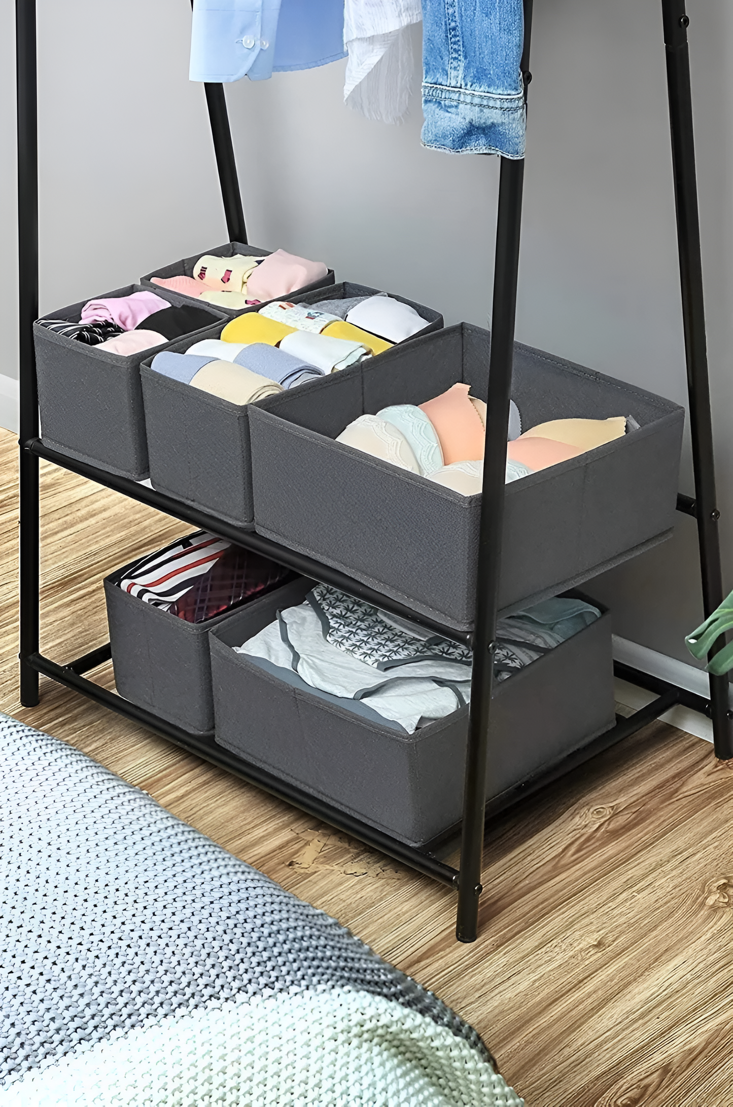 صناديق التخزين القماشية، مجموعة من 6 صناديق بأحجام مختلفة